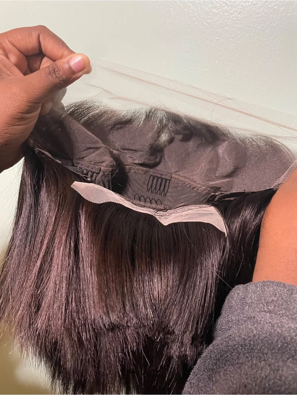 100% human Black Straight hair . Bob 12 in . 13x4 lace front wig